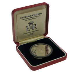 Pre-Owned UK 1993 Coronation 40th Anniversary £5 Proof Silver Coin - VAT Free