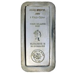 Pre-Owned 2007 Cook Islands $30 1kg Silver Coin Bar - VAT Free