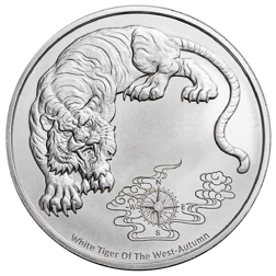 Pre-Owned 2023 Samoa Four Guardians White Tiger 1oz Silver Coin - VAT Free