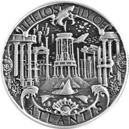 Pre-Owned Mason Mint Mythical Cities Series: Atlantis 1oz Antique Finish Silver Round
