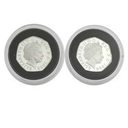 Pre-Owned 1998 UK NHS and EEC 50p Silver Proof Piedfort 2-Coin Set - VAT Free