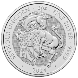 Pre-Owned 2024 UK Tudor Beasts Seymour Unicorn 2oz Silver Coin - VAT Free