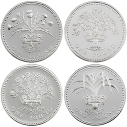 Pre-Owned 1984-1987 UK £1 Proof Design Silver 4-Coin Collection - VAT Free