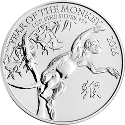 Pre-Owned 2016 UK Lunar Monkey 1oz Silver Coin