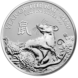 Pre-Owned 2020 UK Lunar Rat 1oz Silver Coin