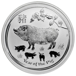 Pre-Owned 2019 Australian Lunar Pig 1oz Silver Coin