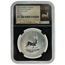 Pre-Owned 2017 South Africa 50th Anniversary Krugerrand 1oz Silver Coin - NGC Graded SP70 - 4528687-