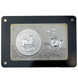 Pre-Owned 2017 South Africa 50th Anniversary Krugerrand Reverse Proof 2oz Silver Bar with 1oz Silver