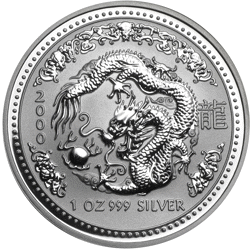 Pre-Owned 2000 Australian Lunar Dragon 1oz Proof Silver Coin - VAT Free