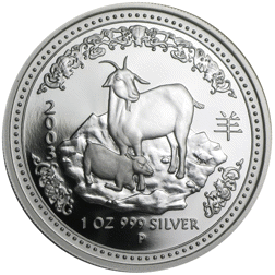 Pre-Owned 2003 Australian Lunar Goat 1oz Proof Silver Coin - VAT Free