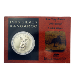 Pre-Owned 1995 Royal Australian Mint Kangaroo 1oz Silver Coin - Carded - VAT Free