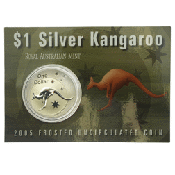 Pre-Owned 2005 Royal Australian Mint Kangaroo 1oz Silver Coin - Carded - VAT Free