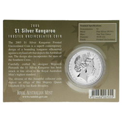 Pre-Owned 2005 Royal Australian Mint Kangaroo 1oz Silver Coin - Carded - VAT Free