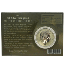 Pre-Owned 2005 Royal Australian Mint Kangaroo 1oz Silver Coin - Carded - VAT Free