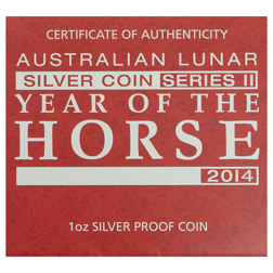 Pre-Owned 2014 Australian Lunar Horse 1oz Proof Silver Coin - VAT Free