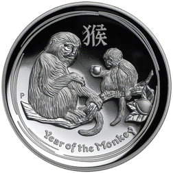 Pre-Owned 2016 Australian Lunar Monkey 1oz Proof Silver Coin - VAT Free