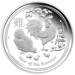 Pre-Owned 2017 Australian Lunar Rooster 1oz Proof Silver Coin -  Damaged Inner Box - VAT Free