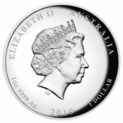 Pre-Owned 2019 Australian Lunar Pig  1oz Proof Silver Coin - VAT Free