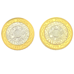 Pre-Owned 1997 and 1998 UK £2 Piedfort Proof Silver 2-Coin Set - VAT Free