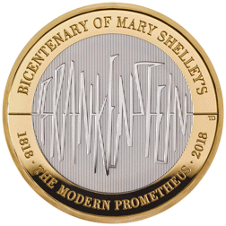 Pre-Owned 2018 UK Frankenstein 200th Anniversary £2 Piedfort Proof Silver Coin - Missing Outer Box -