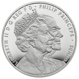 Pre-Owned 2017 UK Platinum Wedding Anniversary £5 Piedfort Proof Silver Coin - VAT Free