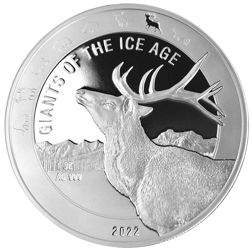 Pre-Owned 2022 Republic of Ghana Giants of the Ice Age: Reindeer 1oz Silver Coin - VAT Free
