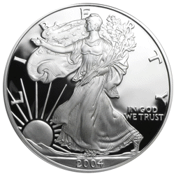 Pre-Owned 2004 USA Eagle 1oz Proof Design Silver Coin - VAT Free