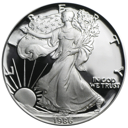 Pre-Owned 1986 USA Eagle 1oz Proof Design Silver Coin - VAT Free