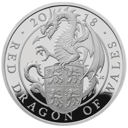 Pre-Owned 2018 UK Queens Beasts Red Dragon of Wales 1oz Proof Design Silver Coin - VAT Free