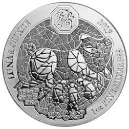 Pre-Owned 2019 Rwanda Lunar Pig 1oz Silver Coin - VAT Free