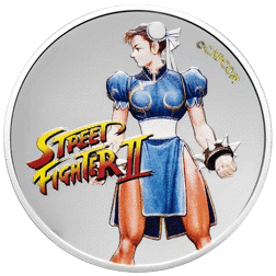 Pre-Owned 2021 Fiji Street Fighter II Chun Li 1oz Colourised Silver Coin - VAT Free