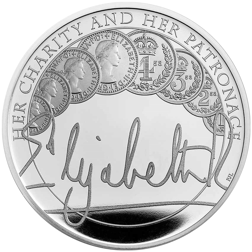 Pre-Owned 2022 UK The Queen's Reign Charity and Patronage £5 Proof Design Silver Coin - VAT Free