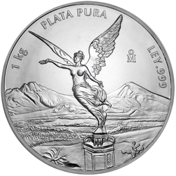 Pre-Owned Mexican Libertad 1kg Silver Coin - VAT Free - Mixed Dates
