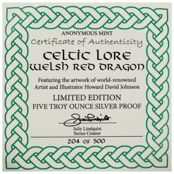 Pre-Owned Celtic Lore: Welsh Red Dragon 5oz Proof Silver Round