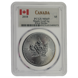 Pre-Owned 2018 Canadian Maple 1oz Silver Coin - PCGS Graded MS69 - 659276.69/34858373