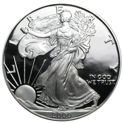 Pre-Owned 2000 USA Eagle 1oz Proof Design Silver Coin - VAT Free