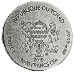 Pre-Owned 2019 Republic of Chad Sphinx of Hatshepsut 5oz Silver Coin