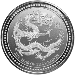 Pre-Owned 2024 Samoa Lunar Dragon 2oz Silver Coin - VAT Free