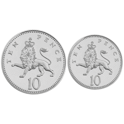 Pre-Owned 1992 UK 10p Proof Design Silver 2-Coin Set - VAT Free