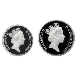 Pre-Owned 1992 UK 10p Proof Design Silver 2-Coin Set - VAT Free