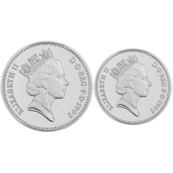 Pre-Owned 1992 UK 10p Proof Design Silver 2-Coin Set - VAT Free