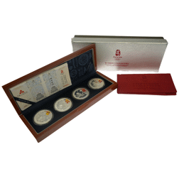 Pre-Owned 2008 Chinese Beijing Olympics Proof Silver 4-Coin Set - Damaged Outer Box - VAT Free