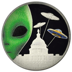 Pre-Owned Highland Mint Alien Colourised 1oz Silver Round