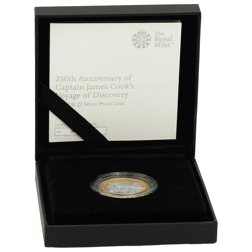 Pre-Owned 2020 UK Captain James Cook's Voyage of Discovery £2 Proof Silver Coin - Damaged Box - VAT 