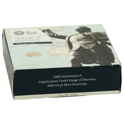 Pre-Owned 2020 UK Captain James Cook's Voyage of Discovery £2 Proof Silver Coin - Damaged Box - VAT 