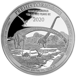 Pre-Owned 2020 Congo Prehistoric Life Mamenchisaurus 1oz Silver Coin
