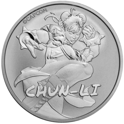 Pre-Owned 2022 Tuvalu Street Fighter Chun Li 1oz Silver Coin - VAT Free