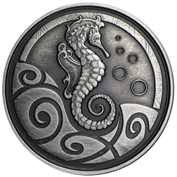Pre-Owned 2019 Samoa Seahorse Antique Finish 1oz Silver Coin