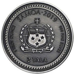 Pre-Owned 2019 Samoa Seahorse Antique Finish 1oz Silver Coin