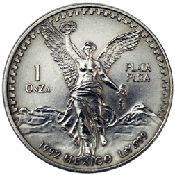 Pre-Owned 1992 Mexican Libertad 1oz Silver Coin - VAT Free